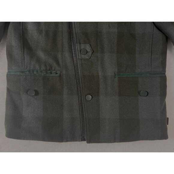 Skunkfunk Women's S Plaid Wool Jacket Sherpa Lined Green Black Academia Classic - Picture 8 of 13